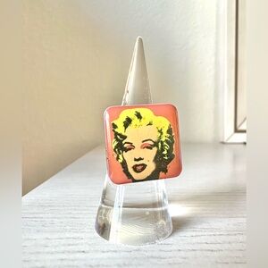 RARE! VINTAGE ANDY WARHOL'S MARILYN MONROE SQUARE POP ART RING - ADJUSTABLE BAND